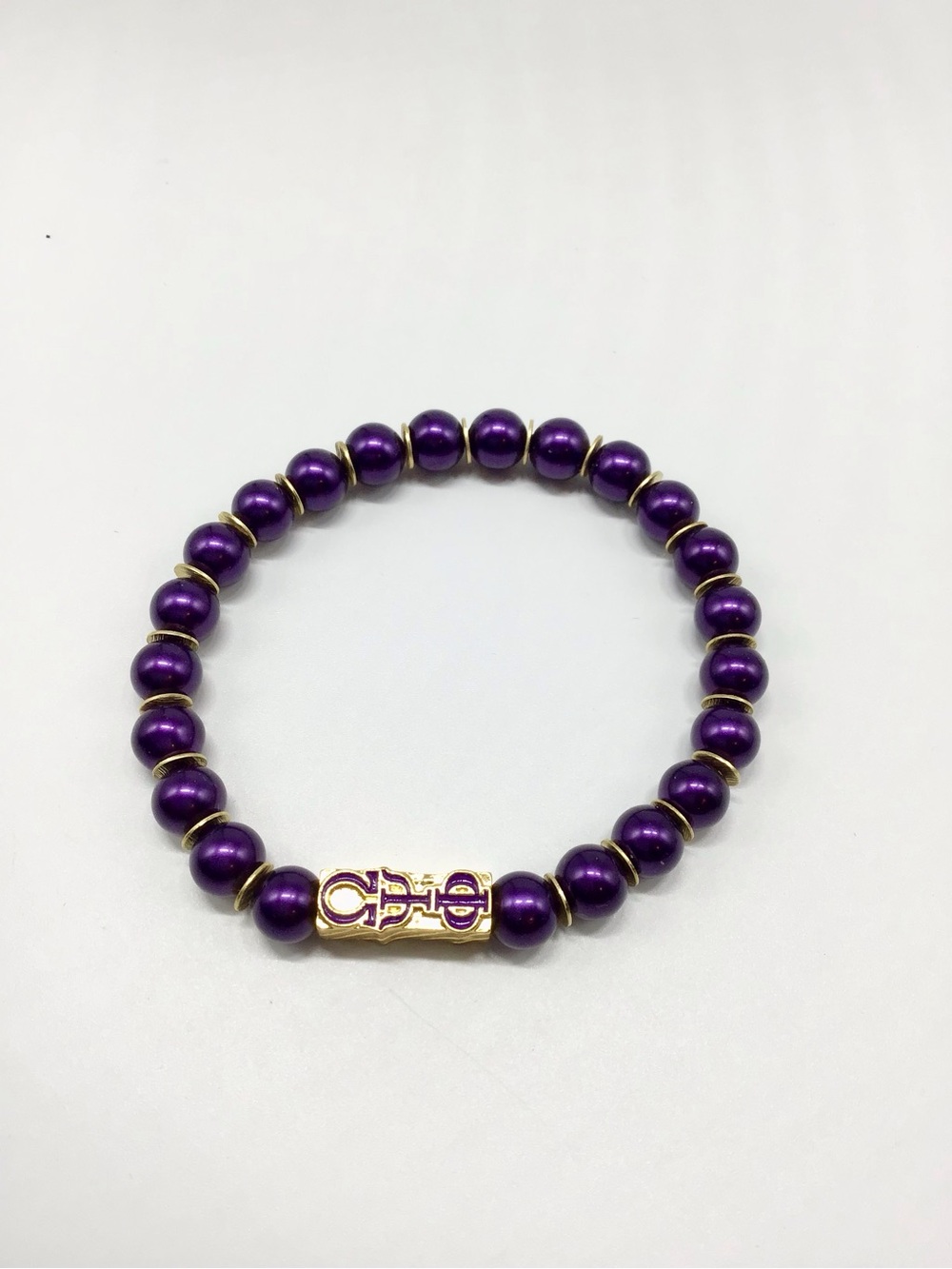 Omega Psi Phi Purple Amethyst Beaded Bracelet
